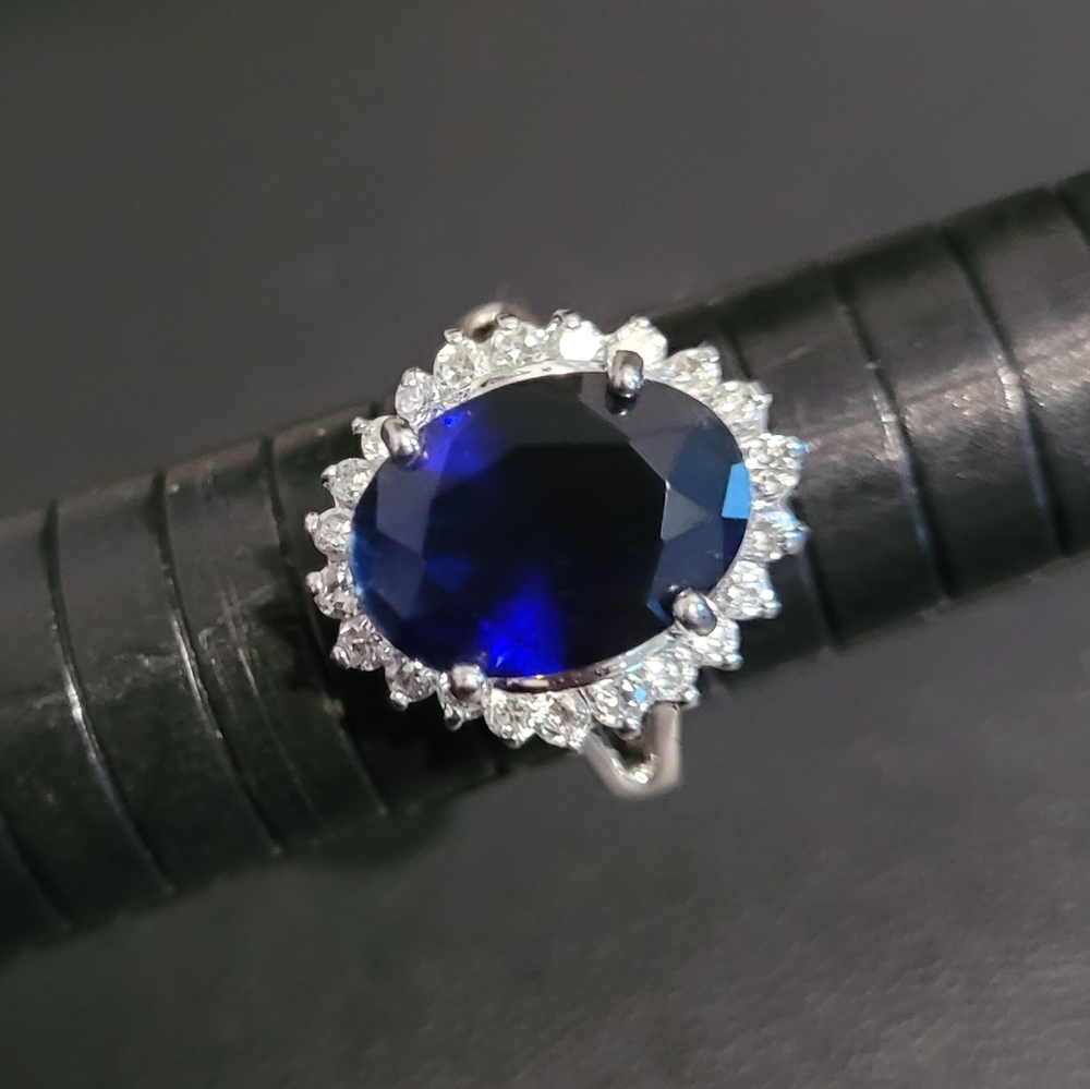 SOLD Princess Queen Royalty Diana Replica costume faux saphire diamond ring